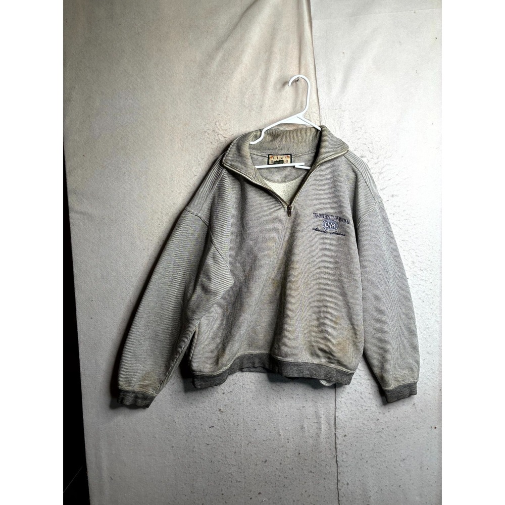 Vintage Camp David University of Montana Sweatshirt Mens Medium Gray Quarter Zip